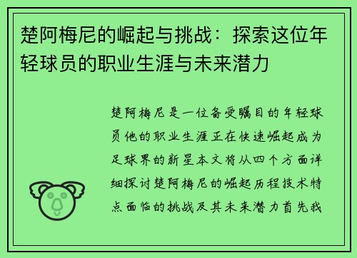楚阿梅尼的崛起与挑战：探索这位年轻球员的职业生涯与未来潜力